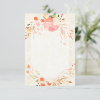 Blank budget Orange floral  wedding  Invitation