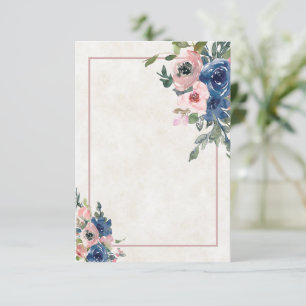Blank budget Pink and blue floral wedding  Invitat Invitation