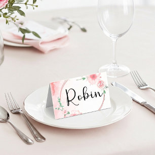 Blank budget Pink floral  wedding  Place Card