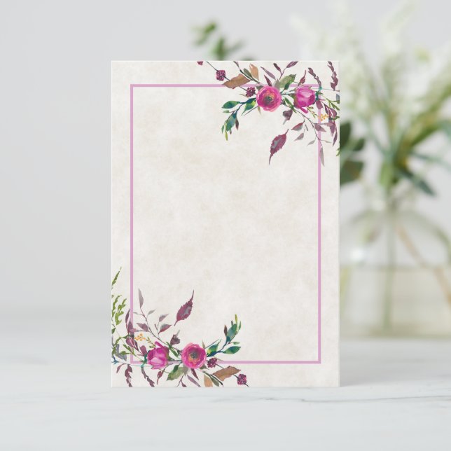 Blank budget Pink loose floral wedding  Invitation (Standing Front)