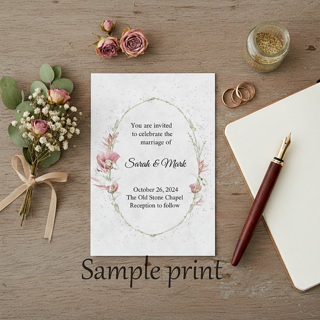 Blank Budget Pink poppies wedding  Invitation (Creator Uploaded)