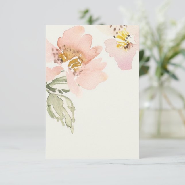 Blank budget  pink watercolor floral wedding  invitation (Standing Front)