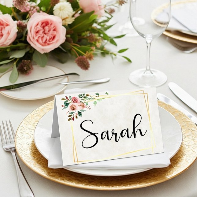 Blank Budget Pretty rose and gold wedding   Place Card (Creator Uploaded)