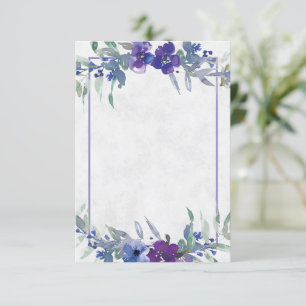 Blank budget Purple and blue  floral wedding  Invi Invitation