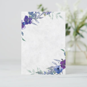 Blank budget Purple and blue floral wedding  Invitation