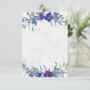 Blank budget Purple and blue  floral wedding  Invitation