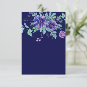 Blank budget Purple and blue floral wedding  Invitation