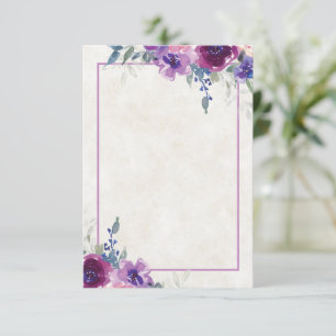 Blank budget  purple and mauve floral  wedding  in invitation