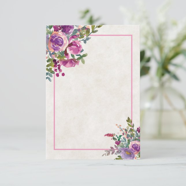 Blank budget Purple and pink Aubergine wedding  In Invitation (Standing Front)