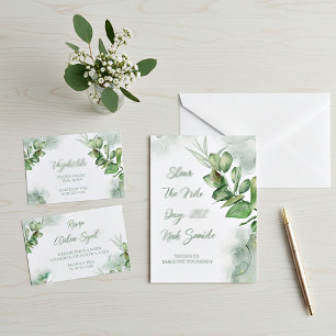 Blank budget watercolor greenery wedding  invitation