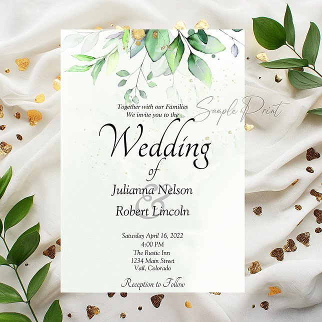 Blank budget Watercolor greenery wedding  Invitation (Creator Uploaded)