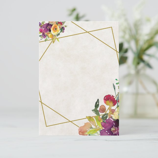 Blank Burgundy and yellow floral wedding  Invitation (Standing Front)