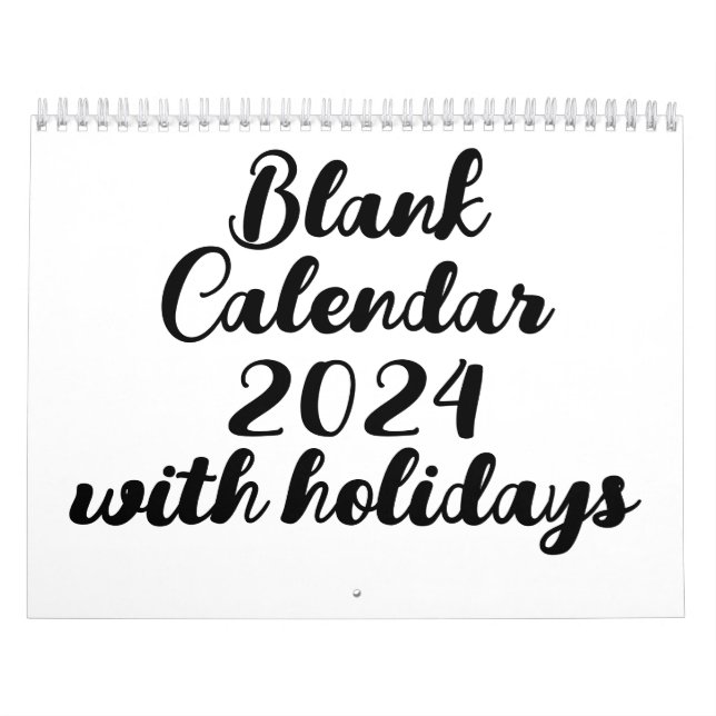 Blank Calendar 2024 With Holidays (Cover)