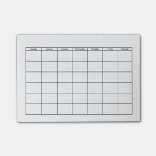 Blank Calendar Grid Post-it Notes