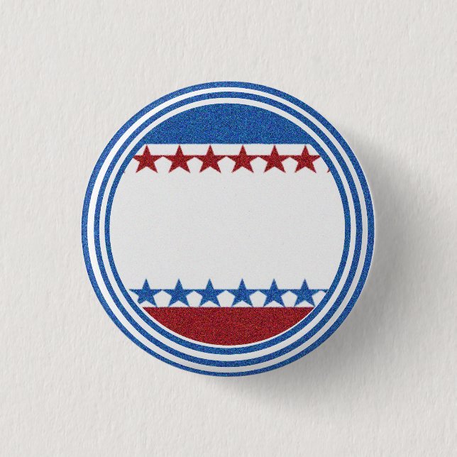 Blank Campaign Button Stars Stripes Glitter (Front)