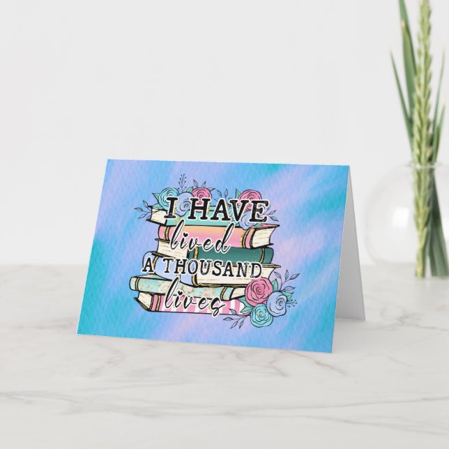 Blank Card:  Book Lover "1000 Lives" Card (Front)