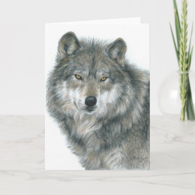 Blank Card "Haunted Eyes" Original Wolf Art (Front)