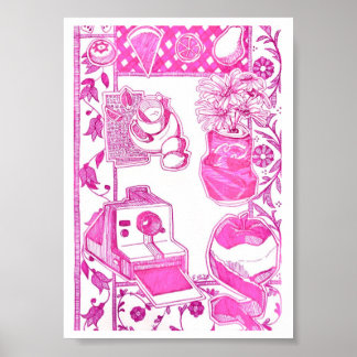 Blank Card Magenta Poster