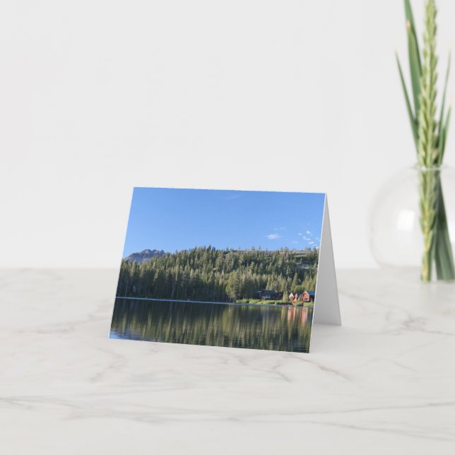 Blank Card, Mountain Lake, Cabins, Forest Thank You Card (Front)
