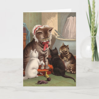 Blank card - Naughty Cat series - Knitting Cats