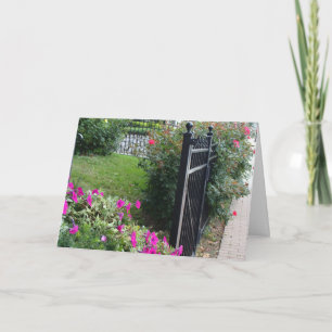 Blank Card Showing a Garden and Gate.