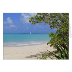 Blank Card with a Sailboat in the Caribbean