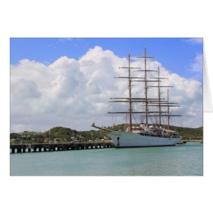 Blank Card with image of Sailing Ship in Antigua