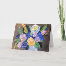 Blank card with painting of flowers