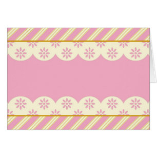 Blank Card with Pink & White Eyelet Background