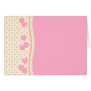 Blank Card with Pink & White Hearts Background