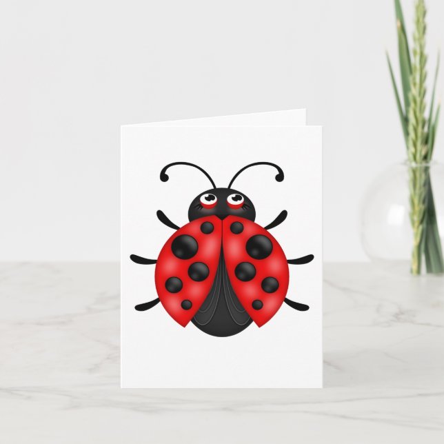 Blank Cartoon Red Ladybug Notecards Customisable (Front)