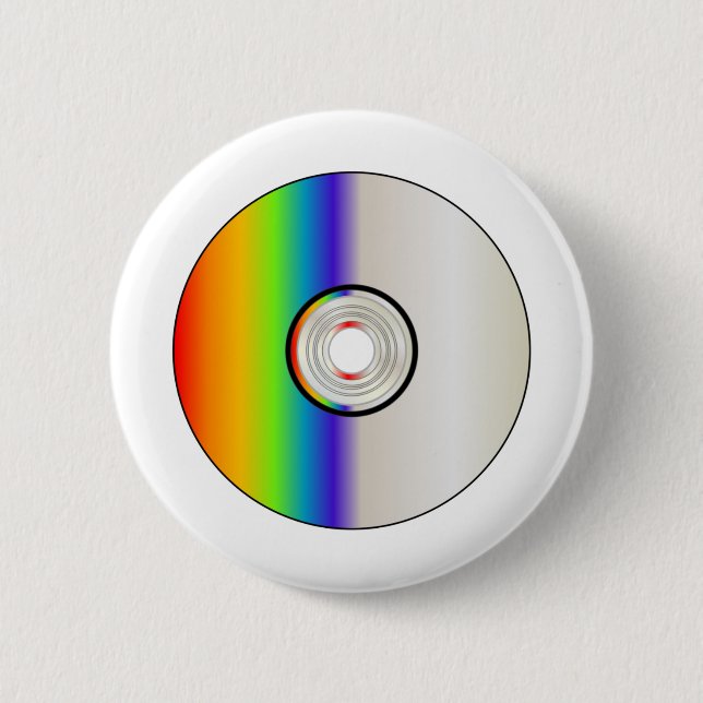 Blank CD Disk With Rainbow 6 Cm Round Badge (Front)