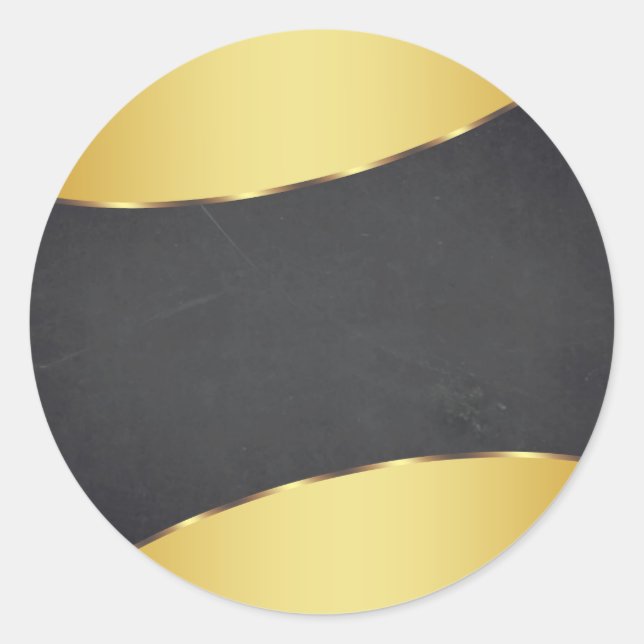 Blank Chalkboard Gold Striped  Customise Classic Round Sticker (Front)