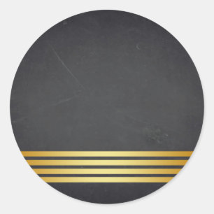 Blank Chalkboard Gold Striped Customise Classic Round Sticker