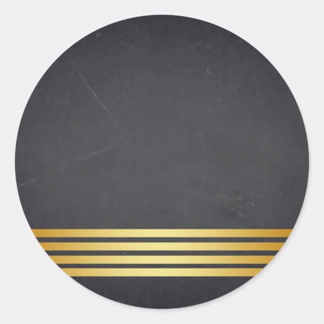 Blank  Chalkboard Gold Striped  Customise Classic Round Sticker (Front)
