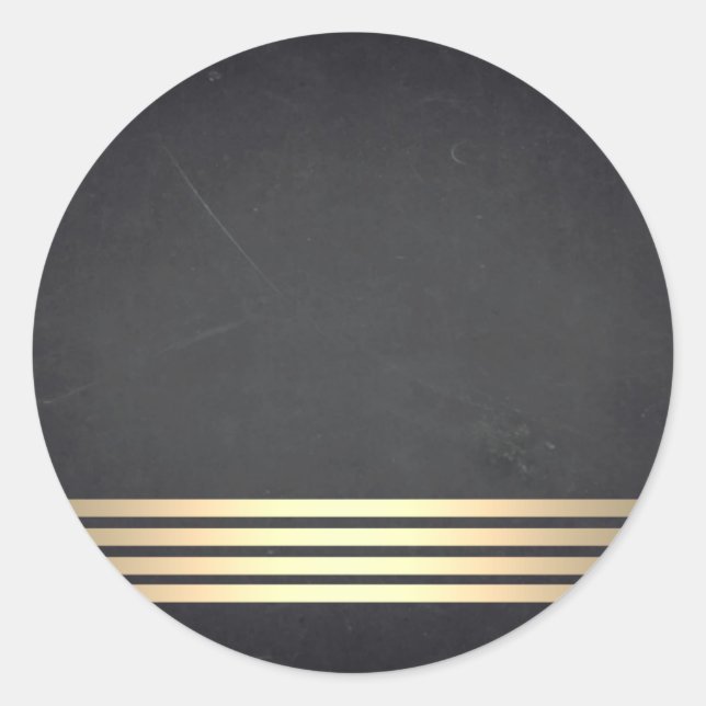 Blank  Chalkboard Gold Striped  Customise Classic Round Sticker (Front)
