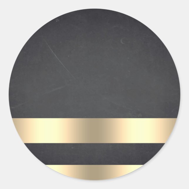 Blank  Chalkboard Gold Striped Customise Text Classic Round Sticker (Front)