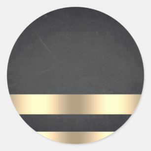 Blank  Chalkboard Gold Striped Customise Text Classic Round Sticker