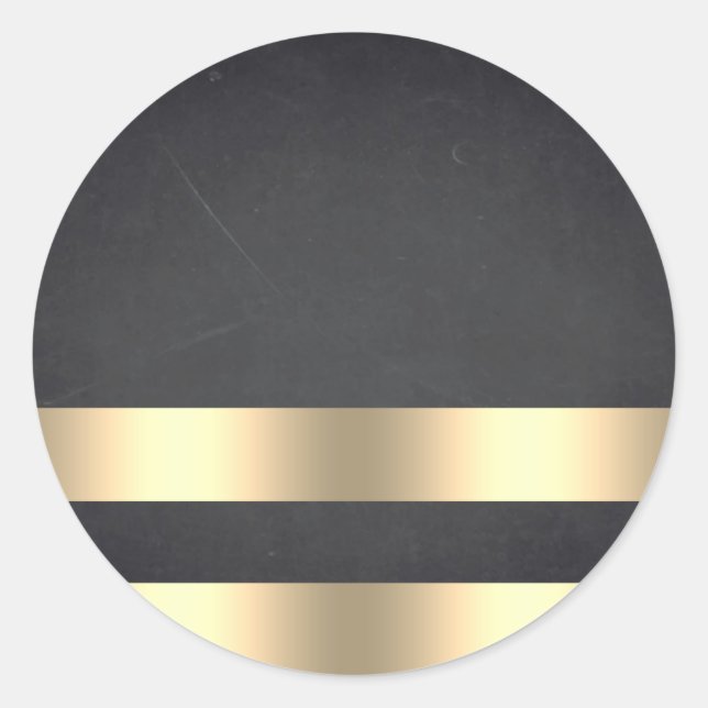 Blank  Chalkboard Gold Striped Customise Text Classic Round Sticker (Front)