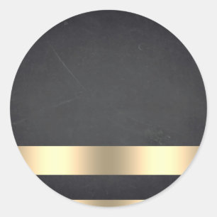Blank  Chalkboard Gold Striped Customise Text Classic Round Sticker