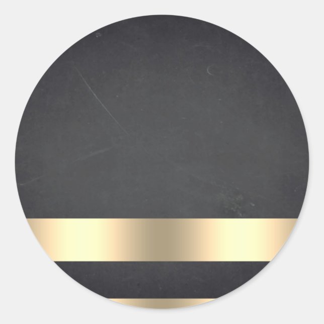 Blank  Chalkboard Gold Striped Customise Text Classic Round Sticker (Front)