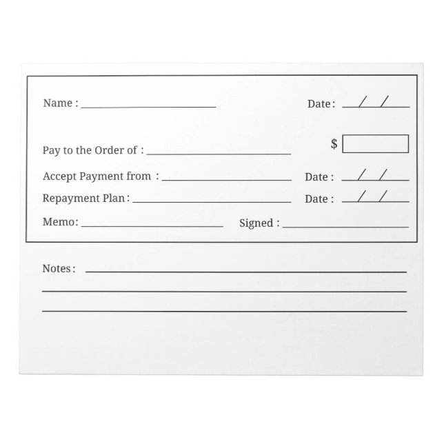 Blank Check - Affirmation - Notepad (Front)