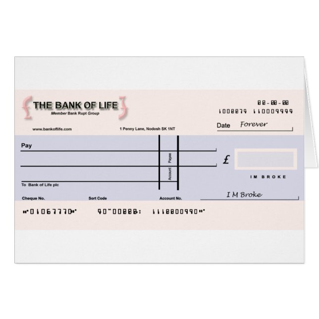 Blank Check Card (Front Horizontal)