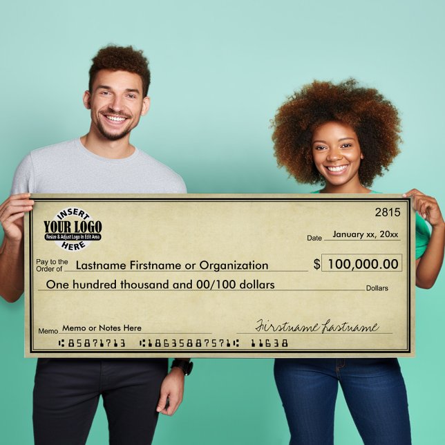 Blank Check for Sweepstakes & Awards AGED LOOK Poster (Giant Check for Presentations)