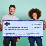 Blank Check for Sweepstakes & Awards BLUE ART DECO Poster<br><div class="desc">(CHECK ACCOUNT NUMBERS ARE FALSE)  1) Upload your logo (USE A .PNG FILE). 2) Fill in all of the text information. 3) Choose a poster size and stock.</div>