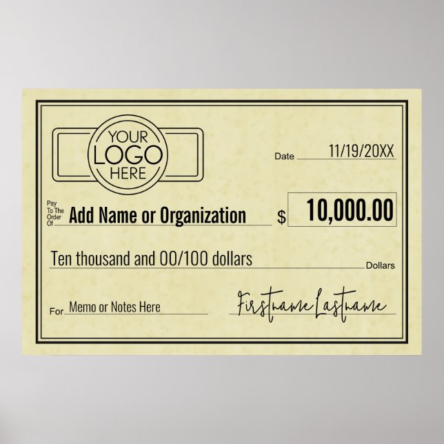 Blank Check for Sweepstakes & Awards PARCHMENT Poster (Front)