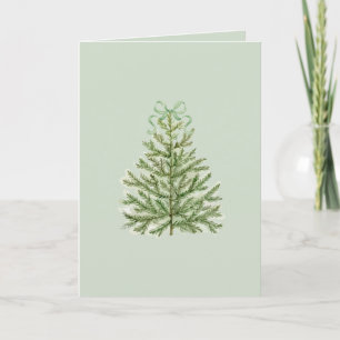 Blank Christmas Card with Christmas Tree Green Bow