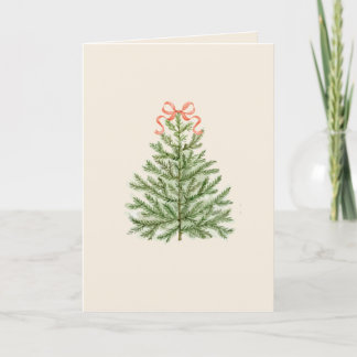Blank Christmas Card with Christmas Tree & Red Bow