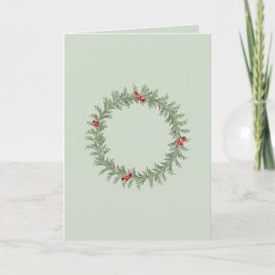 Blank Christmas Card with Watercolor Wreath