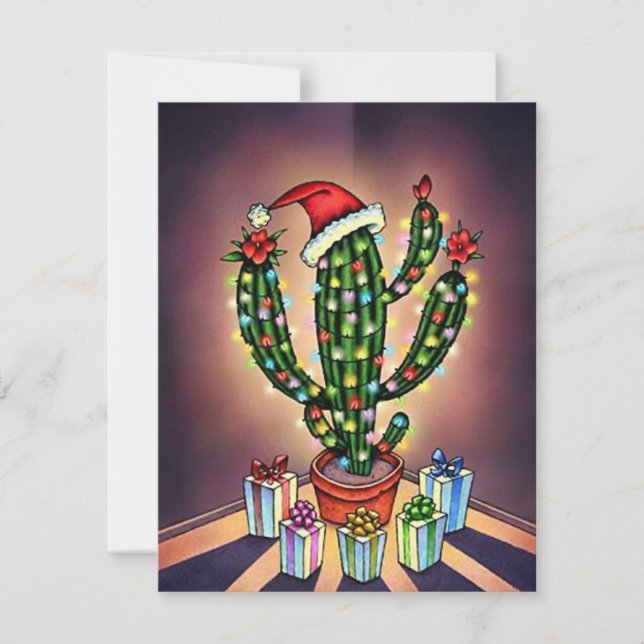 Blank Christmas Invitation Announcement Cactus SW (Front)